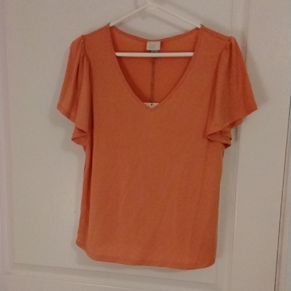 Orange V-Neck Women's Top